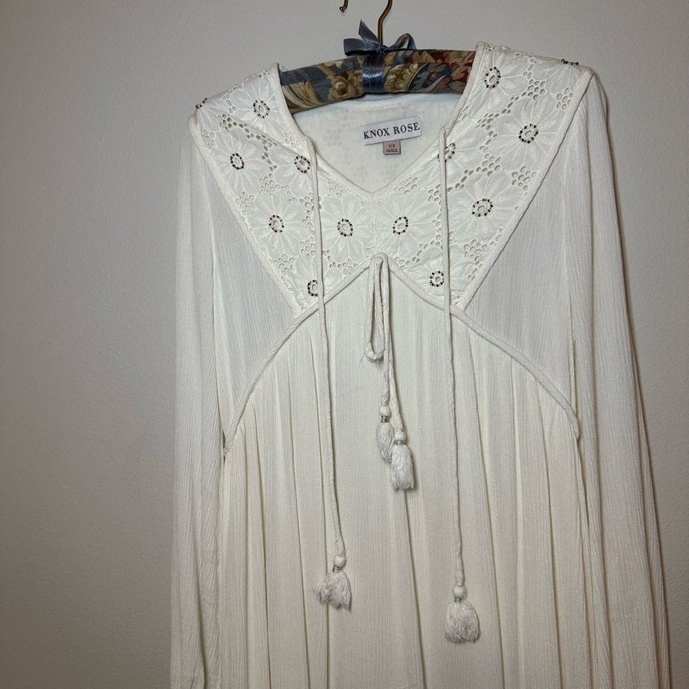 Knox Rose Cream Long Sleeve Dress with Embroidery - Picture 4 of 12
